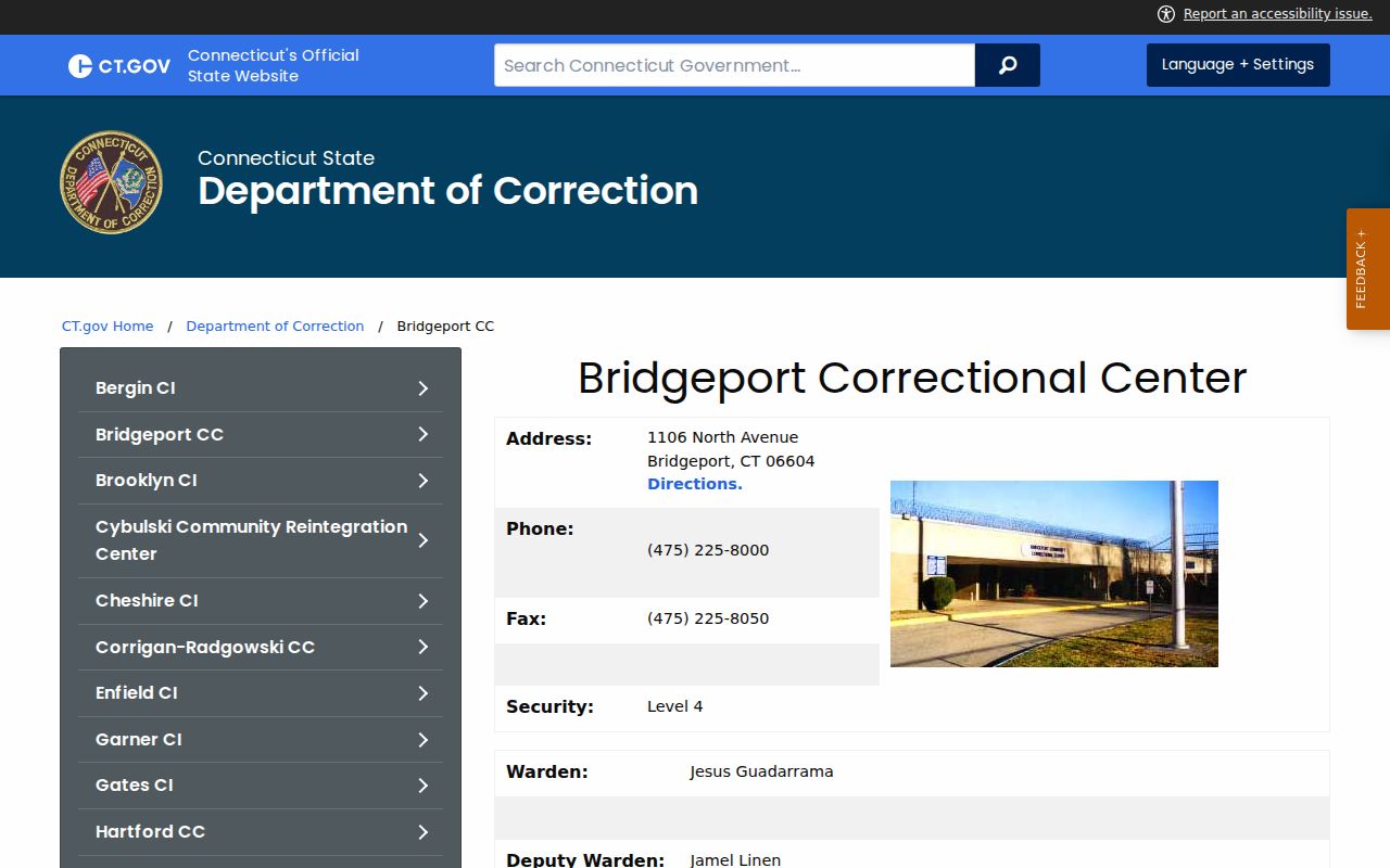 Greenwich County arrest history Bridgeport Correctional Center information