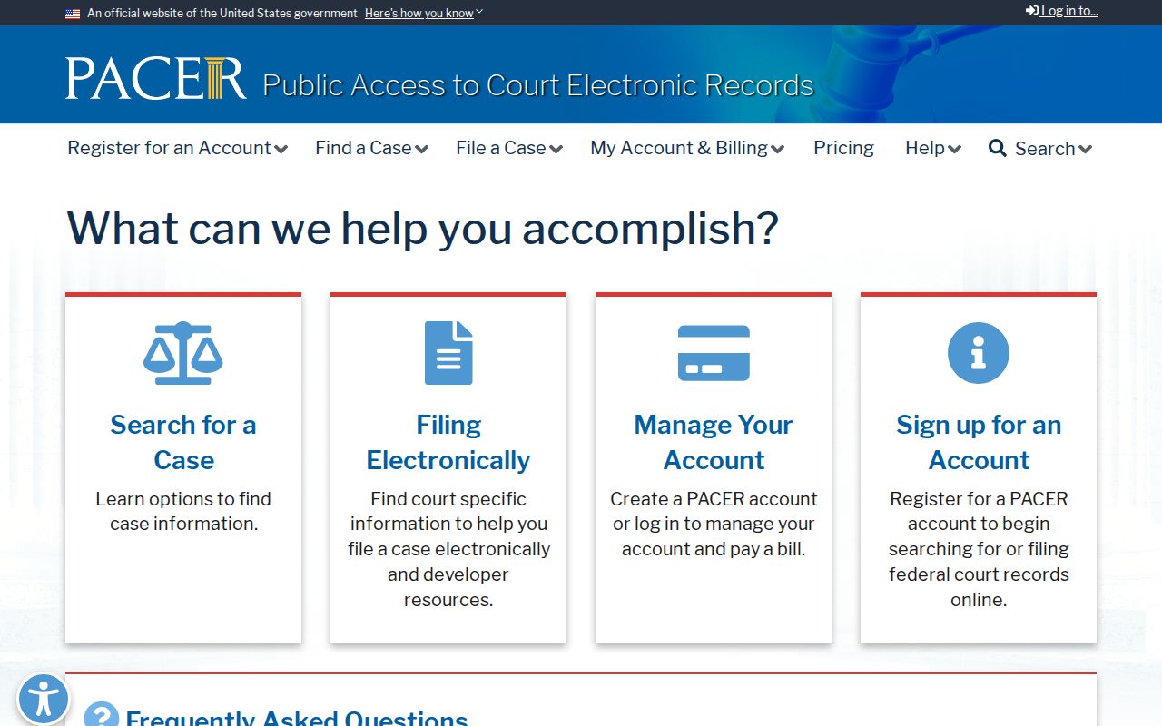 PACER federal electronic court records access for Greenwich cases