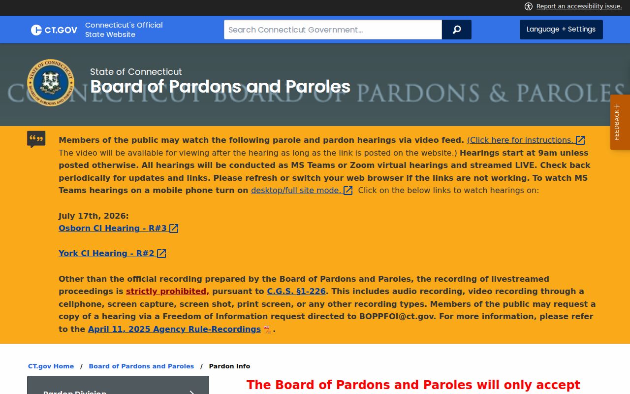 Greenwich County criminal history Absolute Pardon process